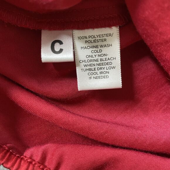 LOFT Blouse Sleeveless Pleated Neckline Bubble Hem Gold Zipper Back Womens M Red - Picture 8 of 9